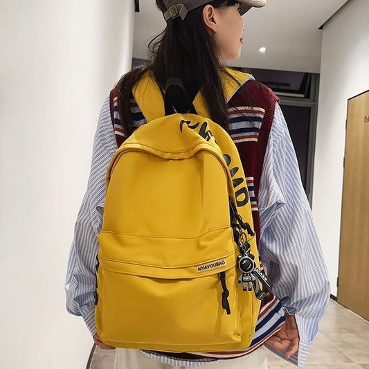 Charm Nylon Print Backpack Lettering Laptop / Set Bag