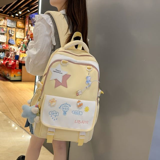 Set Tote Badge Applique Backpack Star Nylon Bag Laptop Embroidered Charm /