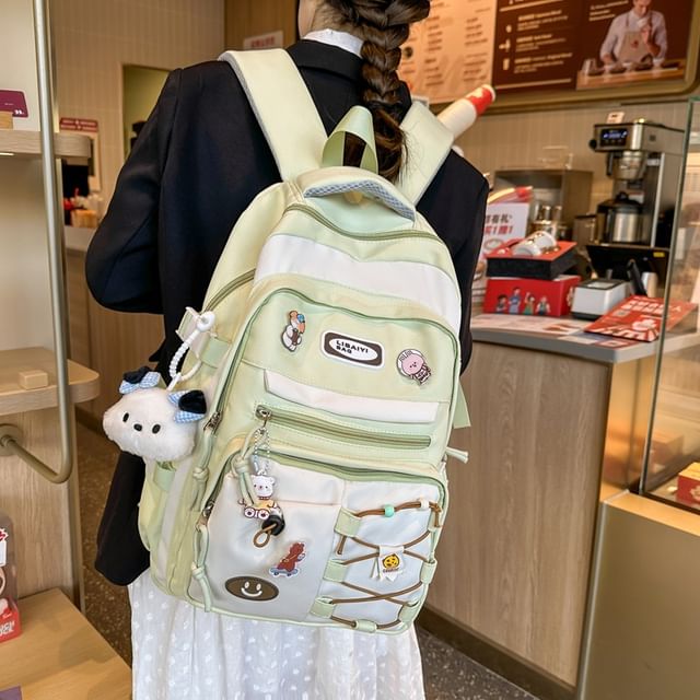 Charm Bag Two Set / Applique Badge Backpack Laptop Nylon Tone