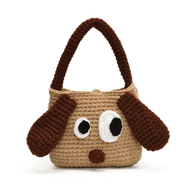 Top Bag Crossbody Handle Knit Dog
