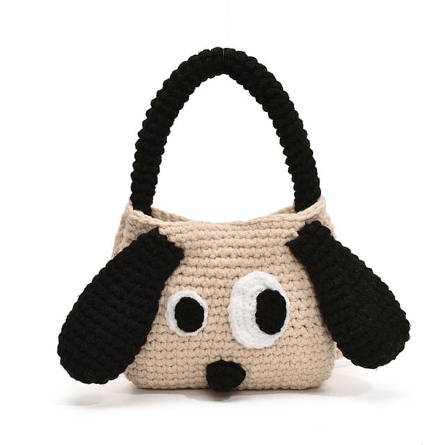 Top Bag Crossbody Handle Knit Dog