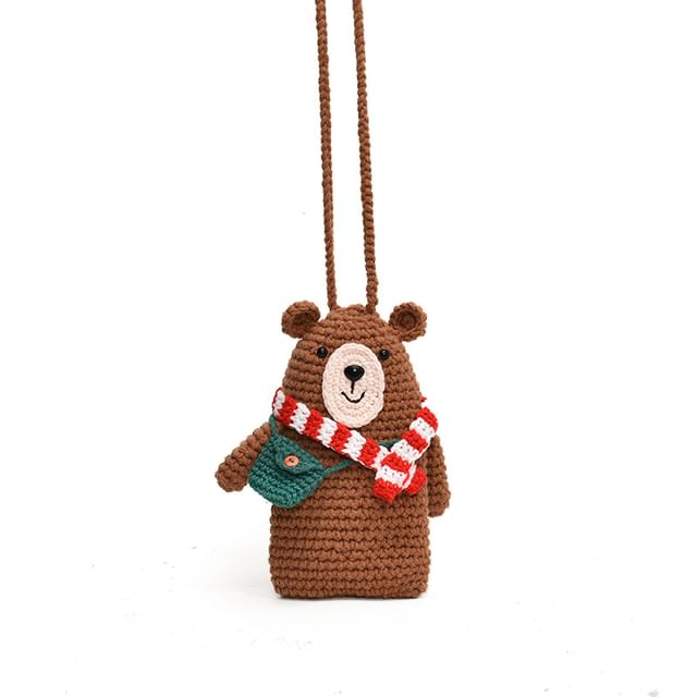 Bear Knit Mobile Phone Crossbody Bag