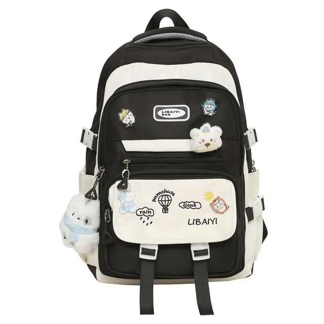 Nylon Backpack / Charm Laptop Set Tote Embroidered Bag