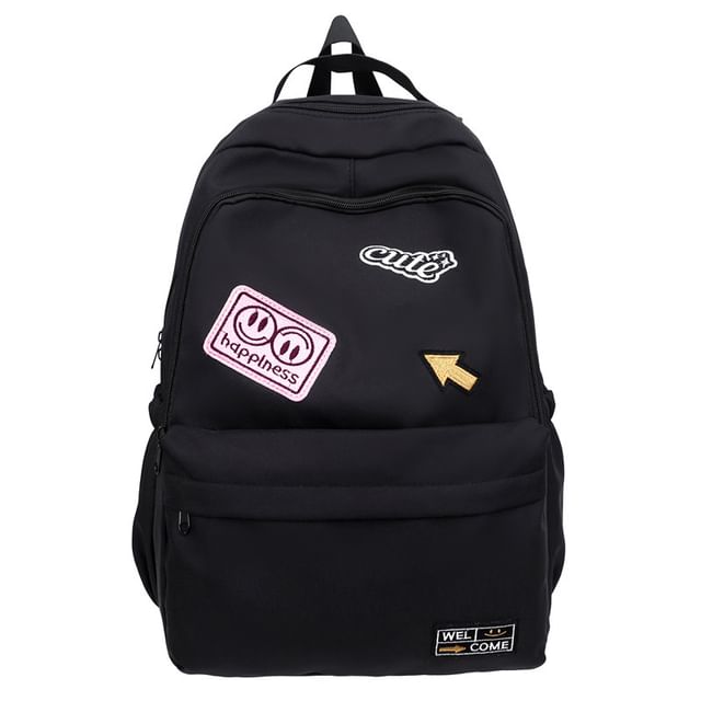Lettering Applique Nylon Laptop Backpack