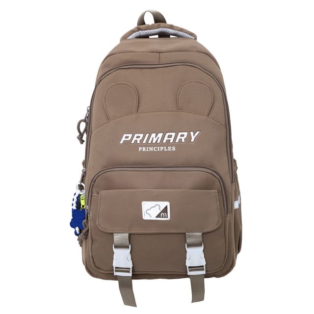 Lettering Nylon Backpack Print Laptop