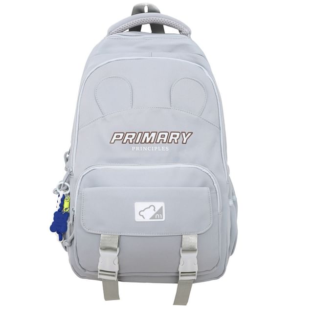 Lettering Nylon Backpack Print Laptop