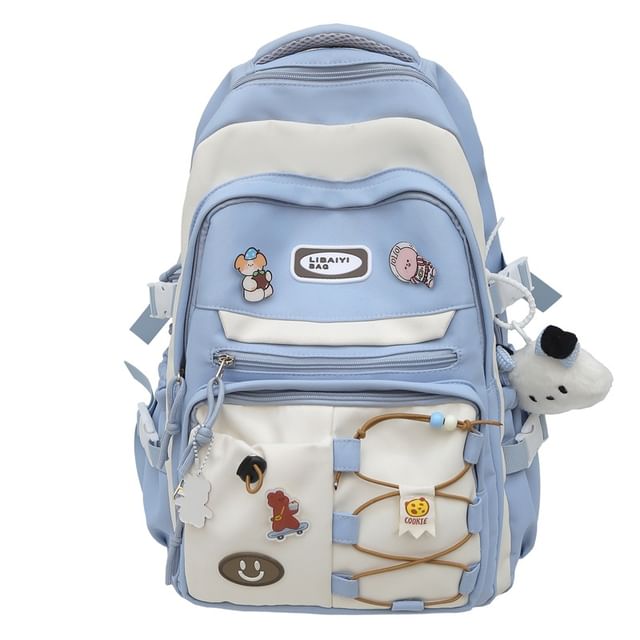 Charm Bag Two Set / Applique Badge Backpack Laptop Nylon Tone