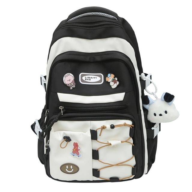 Charm Bag Two Set / Applique Badge Backpack Laptop Nylon Tone
