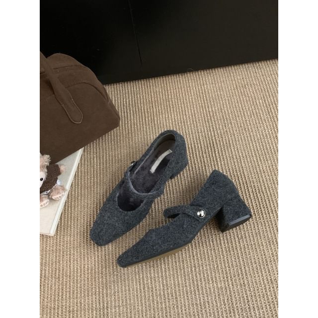 Square Mary Jane Pumps Heel Block Toe