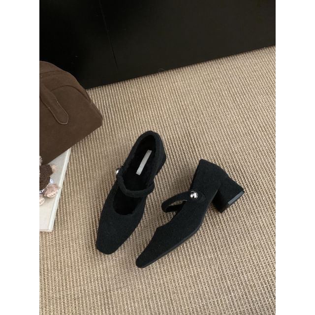 Square Mary Jane Pumps Heel Block Toe