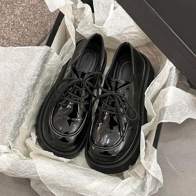 Chunky Shoes Heel Lace-Up Platform