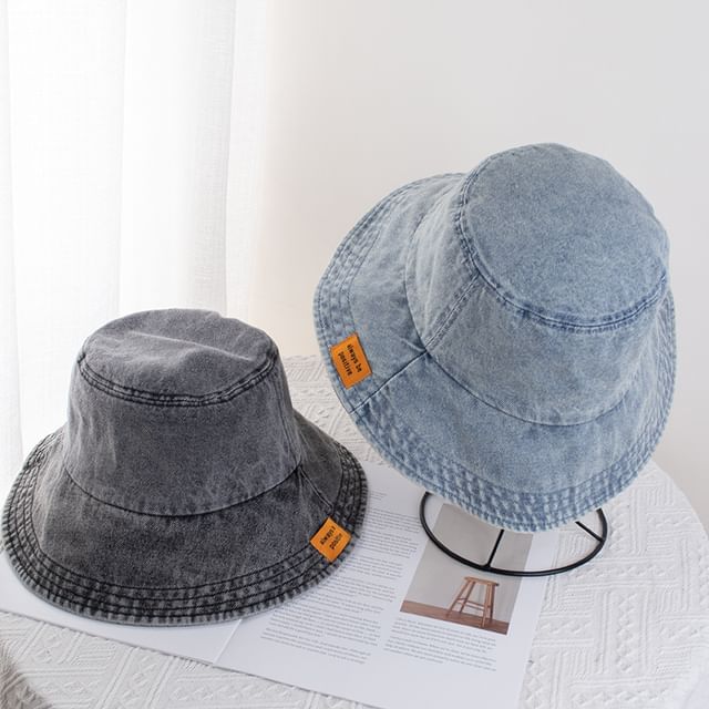 Denim Bucket Applique Hat