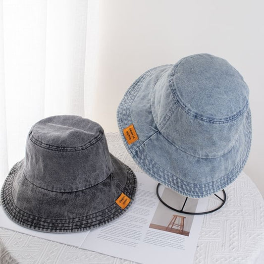 Denim Bucket Applique Hat