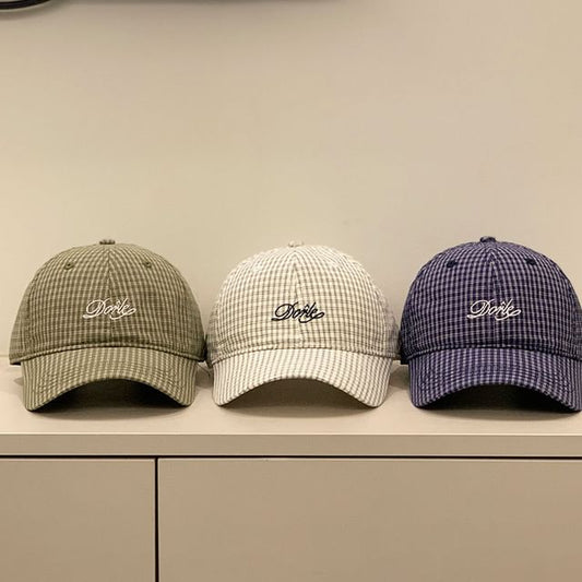 Cap Letter Gingham Embroidered