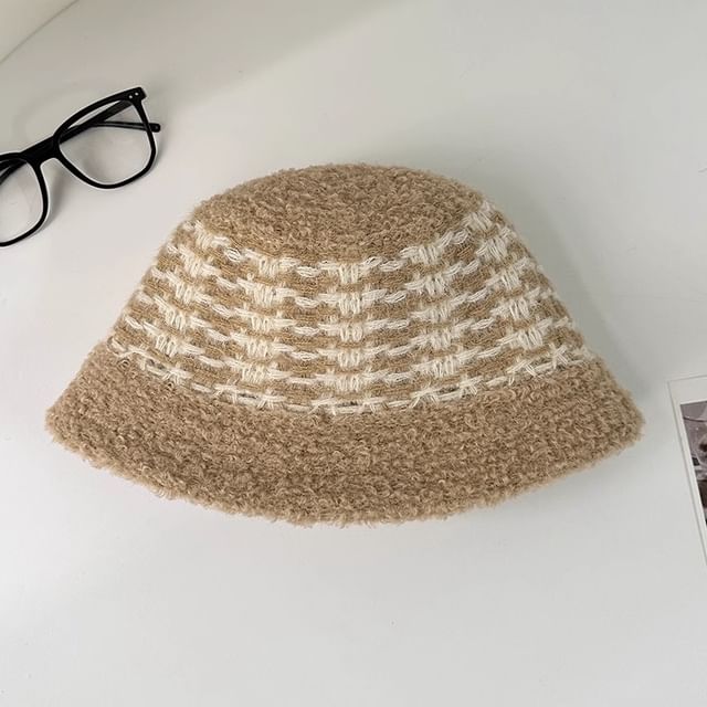 Bucket Fluffy Striped Hat
