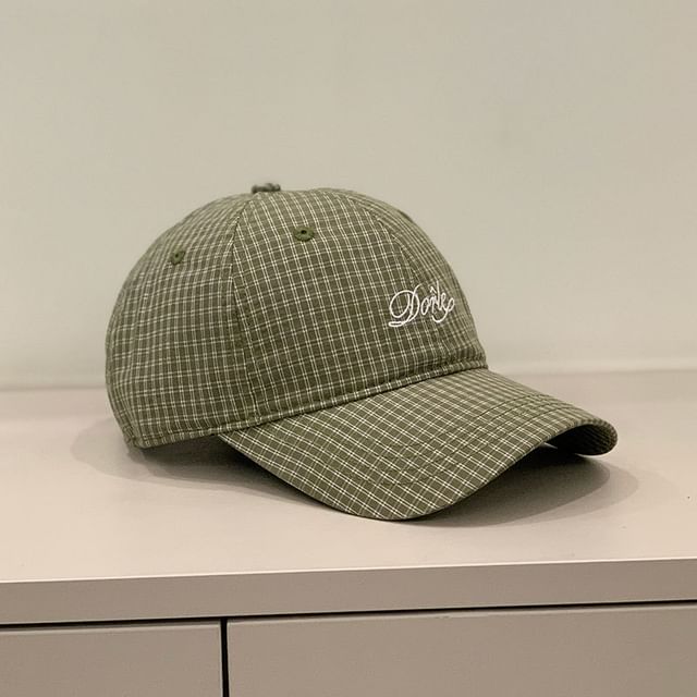 Cap Letter Gingham Embroidered