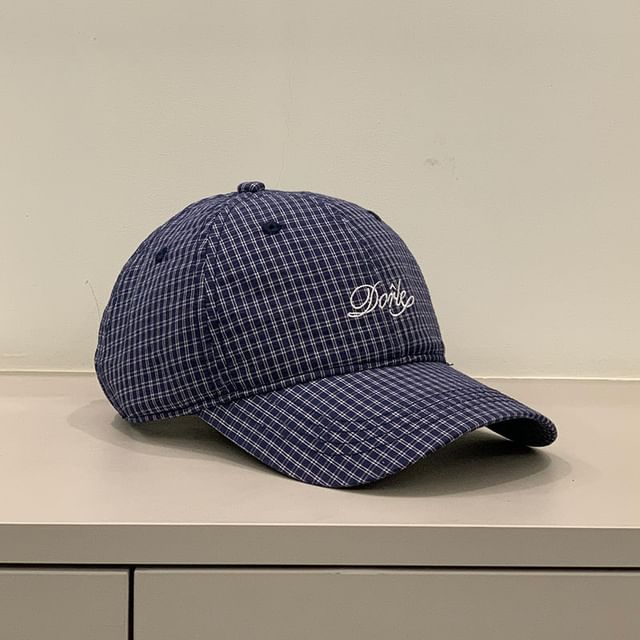 Cap Letter Gingham Embroidered