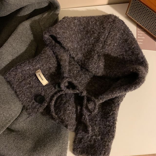 Plain Balaclava Knit Buttoned