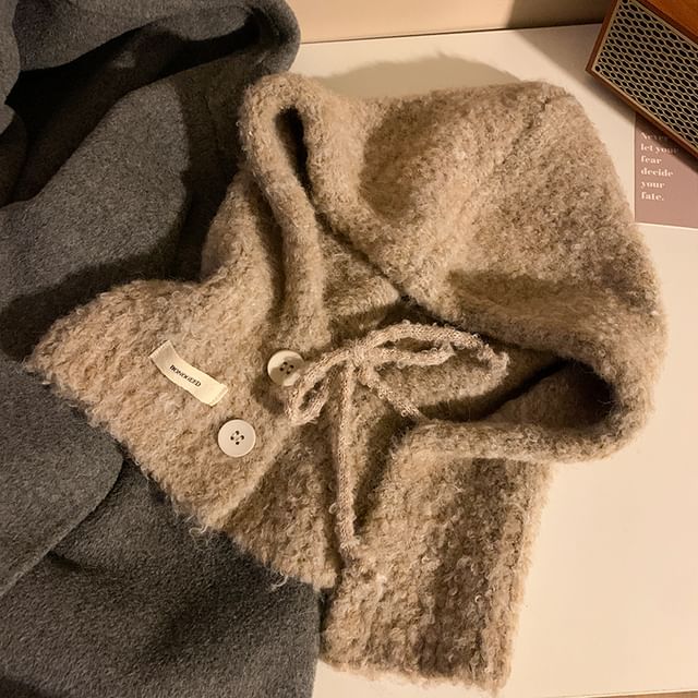 Plain Balaclava Knit Buttoned