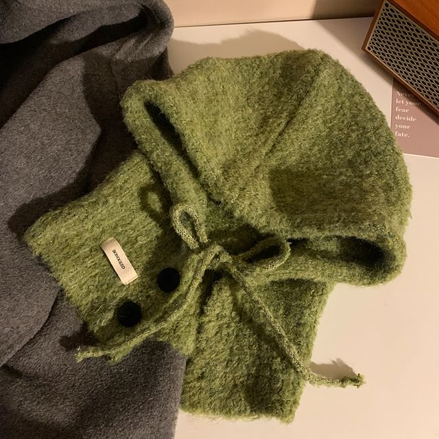 Plain Balaclava Knit Buttoned