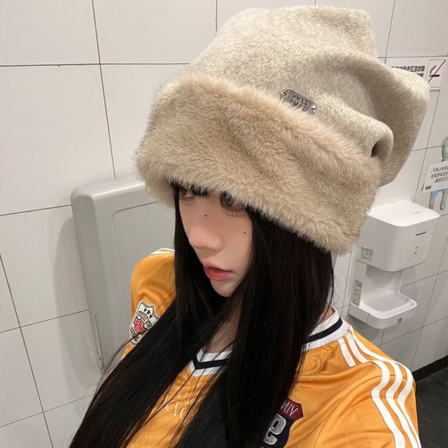 Plain Fluffy Panel Beanie