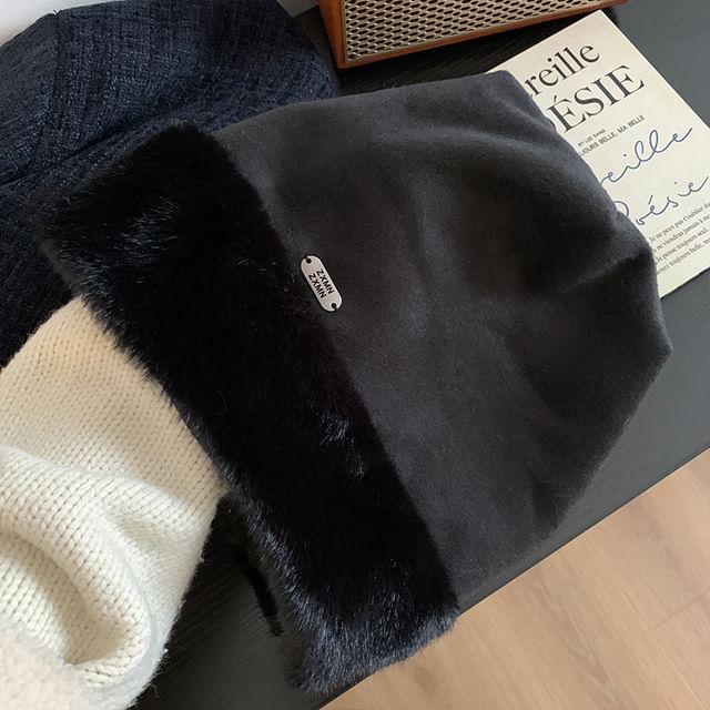 Plain Fluffy Panel Beanie