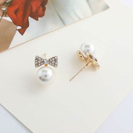 Faux Earring Pearl Bow