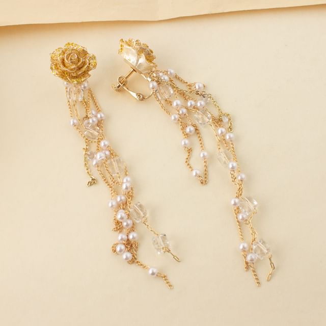Faux Flower Pearl Stud Earring