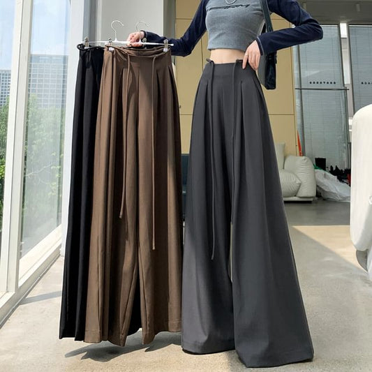 (Various Pants Plain Designs) Rise Leg High Wide
