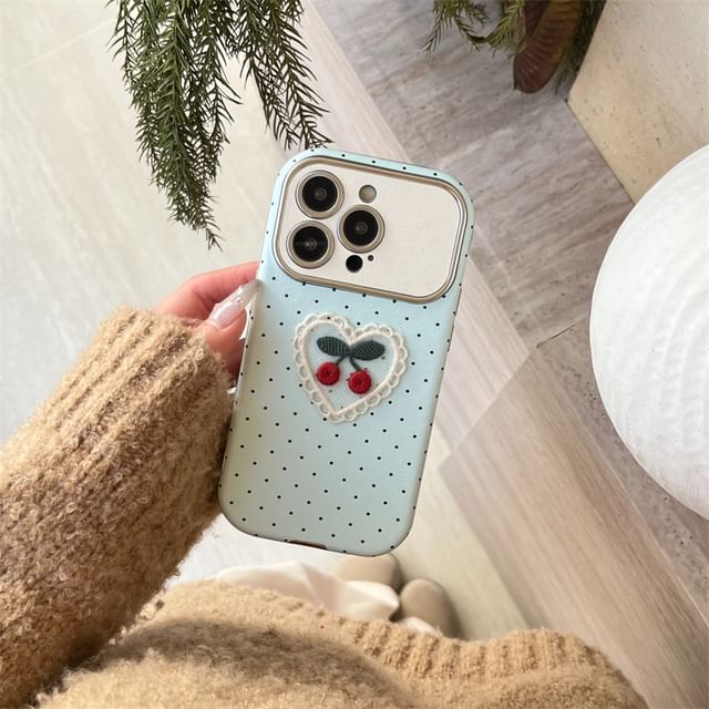 Cherry Embroidered Case Phone