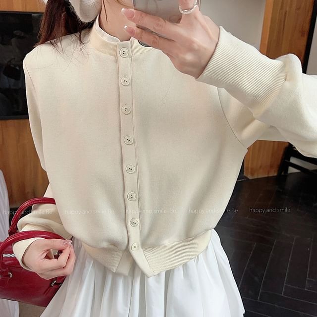 Mock Neck Cardigan & High-Waist Mini A-Line Skirt Set
