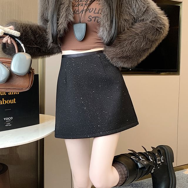 Skirt High A-Line Mini Sequin Rise