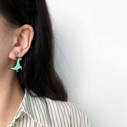 Clip Earring Cartoon Asymmetrical On Dinosaur Drop