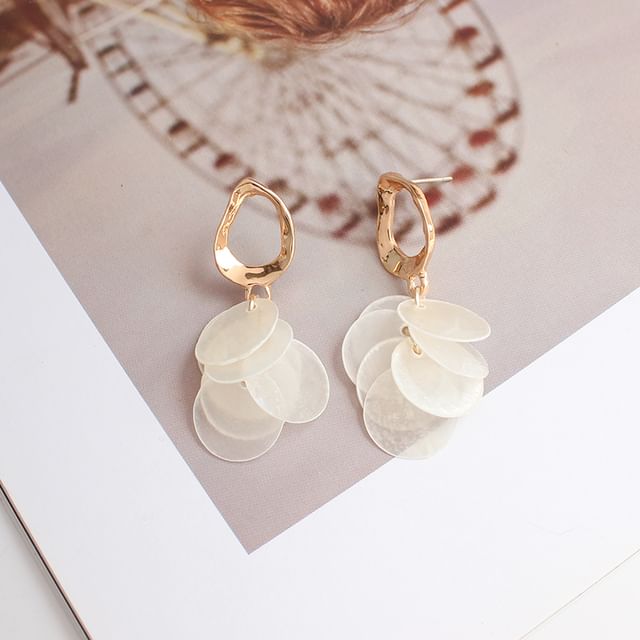 Shell Clip / Drop Earring Disc On