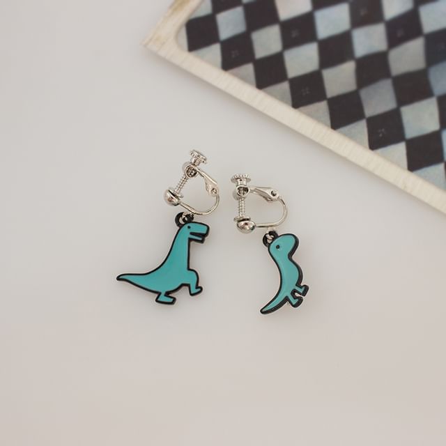 Clip Earring Cartoon Asymmetrical On Dinosaur Drop
