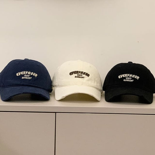 Distressed Embroidered Baseball Cap Lettering