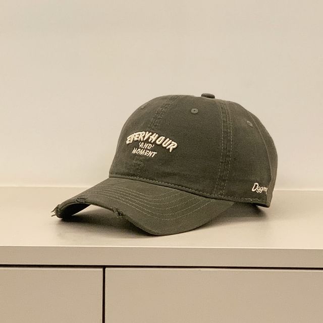 Distressed Embroidered Baseball Cap Lettering