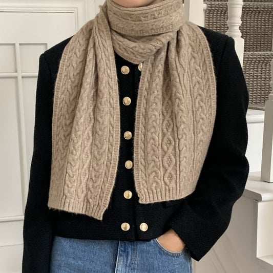 Plain Scarf Cable-Knit