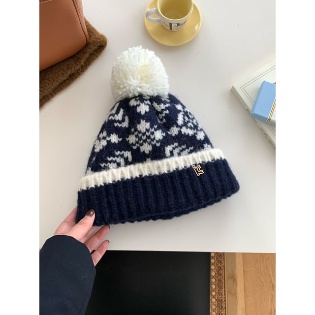 Pom Patterned Beanie