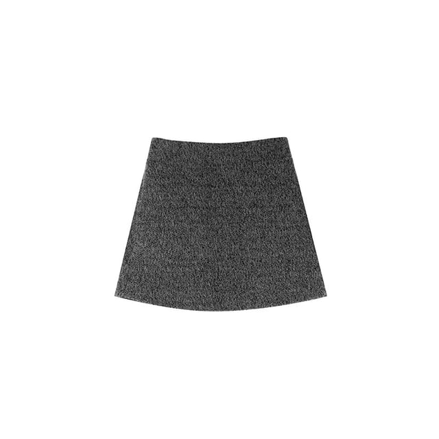 Round Neck Bow Tweed Button Jacket / High Rise Mini A-Line Skirt