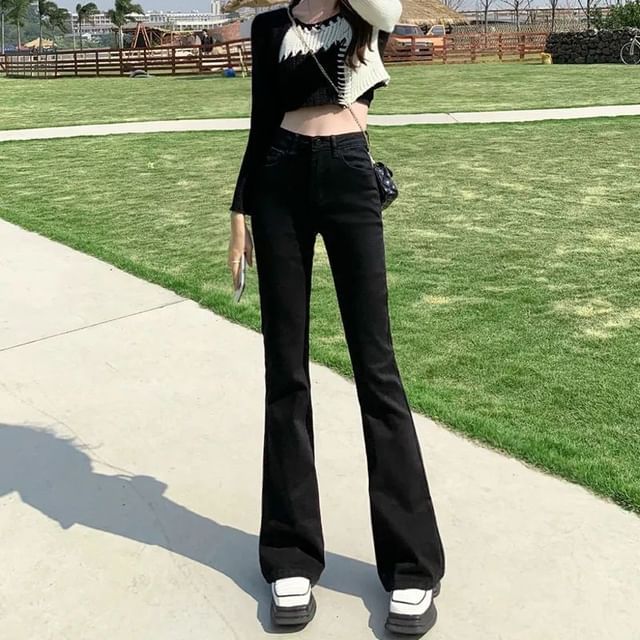 Waist Jeans Flared High