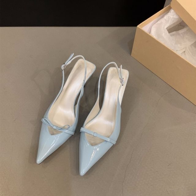 Heel Slingback Bow Sandals Pointy High