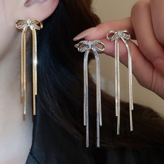 Bow CZ Drop Earring
