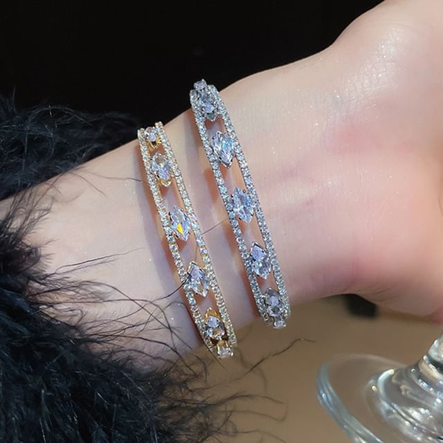 Rhinestone Bangle Open