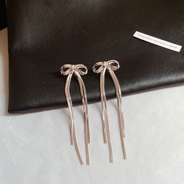 Bow CZ Drop Earring