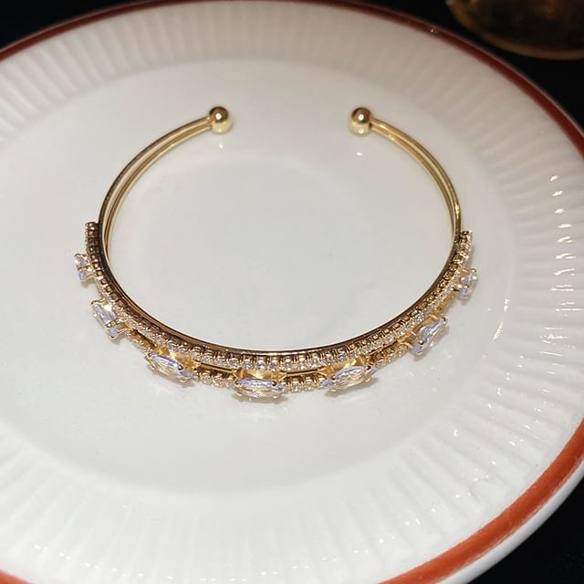 Rhinestone Bangle Open