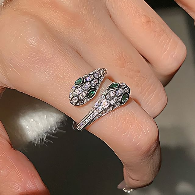 Rhinestone Snake Ring Open