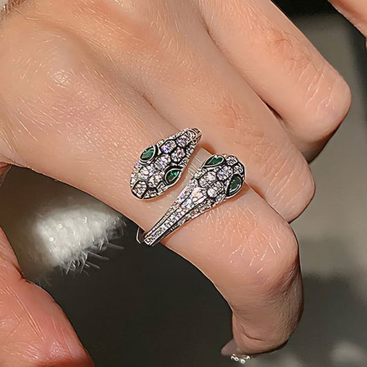 Rhinestone Snake Ring Open