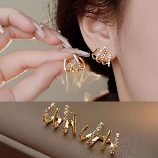 Ear Huggie Drop Hook / Stud Cuff Earring