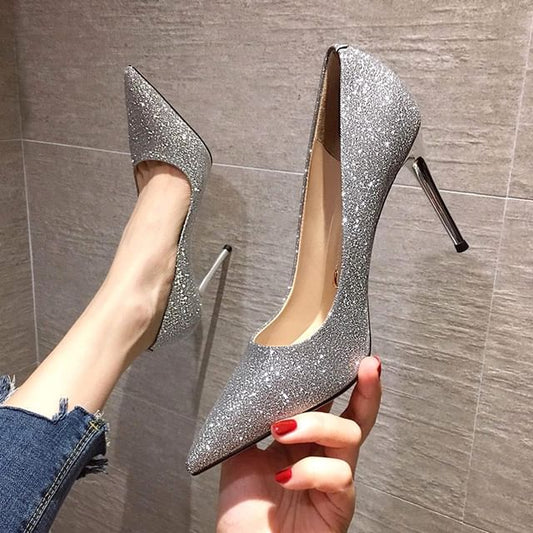 Glitter Pumps Pointy Stiletto Heel
